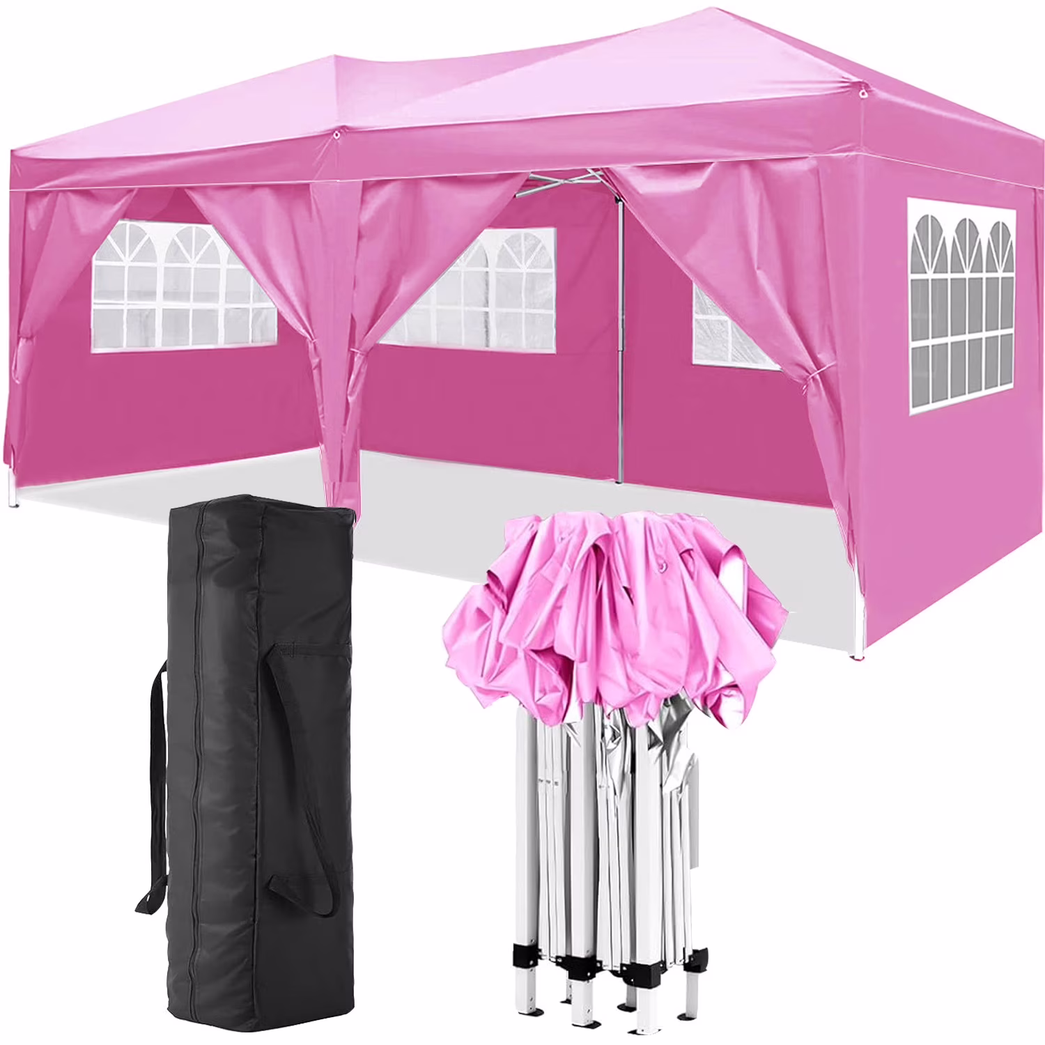 Furvclv 10'x20' Pop Up Canopy Tent With 6 Sidewalls, Waterproof Outdoor Event Shelter Gazebo Sun Shade, Outdoor Canopy For Parties Beach Camping Commercial