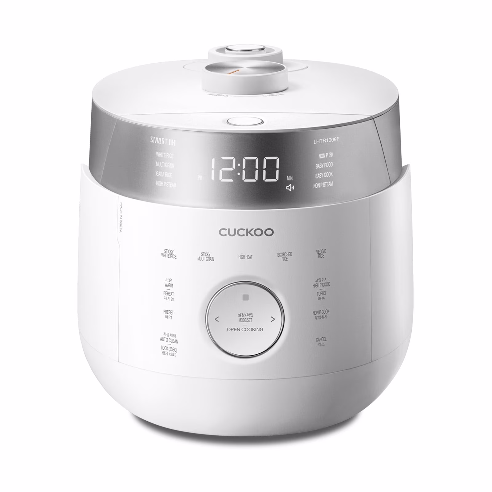 Cuckoo 10 Cup Dry Induction Heating Twin Pressure Rice Cooker with Micom Logic Tech, Nonstick Pot, Warmer, 25 Menu Modes and Voice Guide in White (CRP-LHTR1009FW)