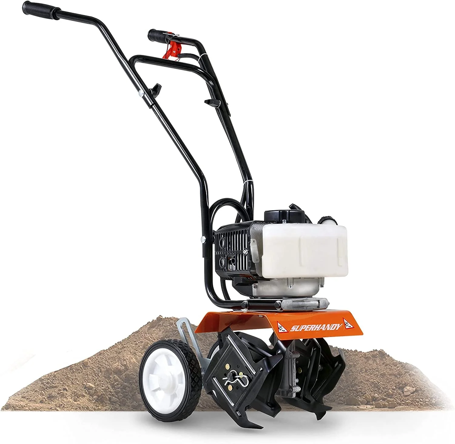 SuperHandy Mini Garden Tiller - 3HP Gas Engine, Adjustable Tines, 11" Tilling Width