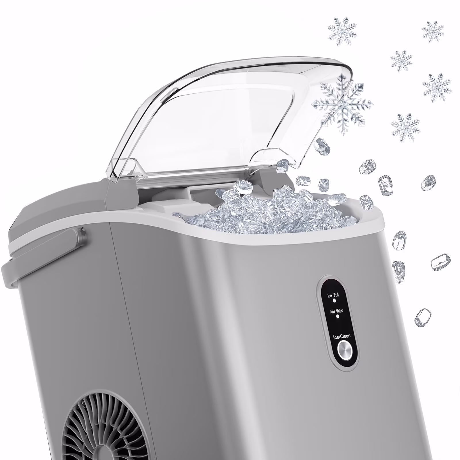 KISSAIR Nugget Ice Maker Countertop with Soft Chewable Pellet Ice, Portable Ice Machine with Handle, 35lbs/24H, Grey