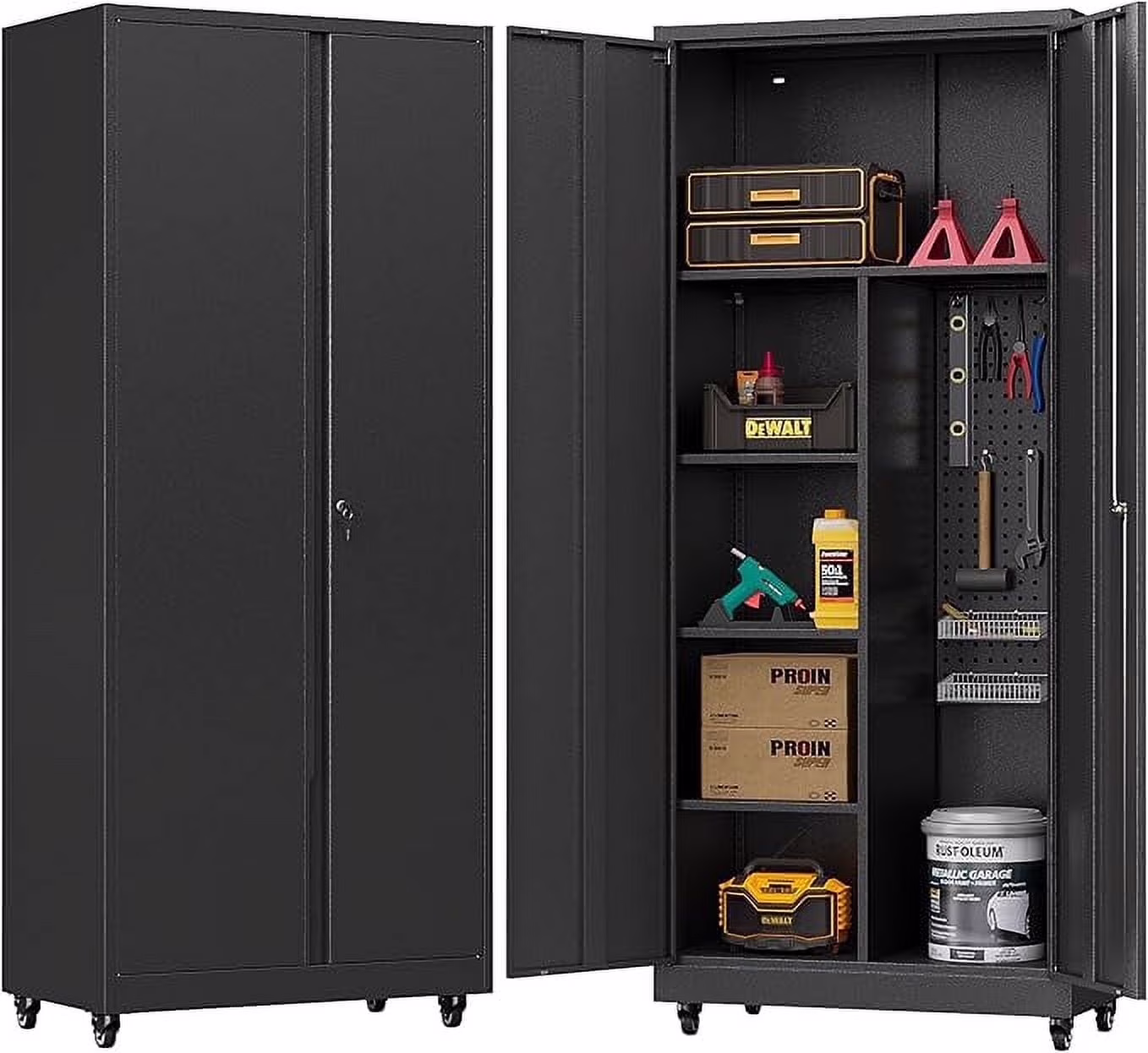 Topass Metal Storage Locker with Lockable Door, 71'' Clothing Coat , Garage Tool Cabinet with Wheels ��Locker for Office, Home, School, Employee, Gym