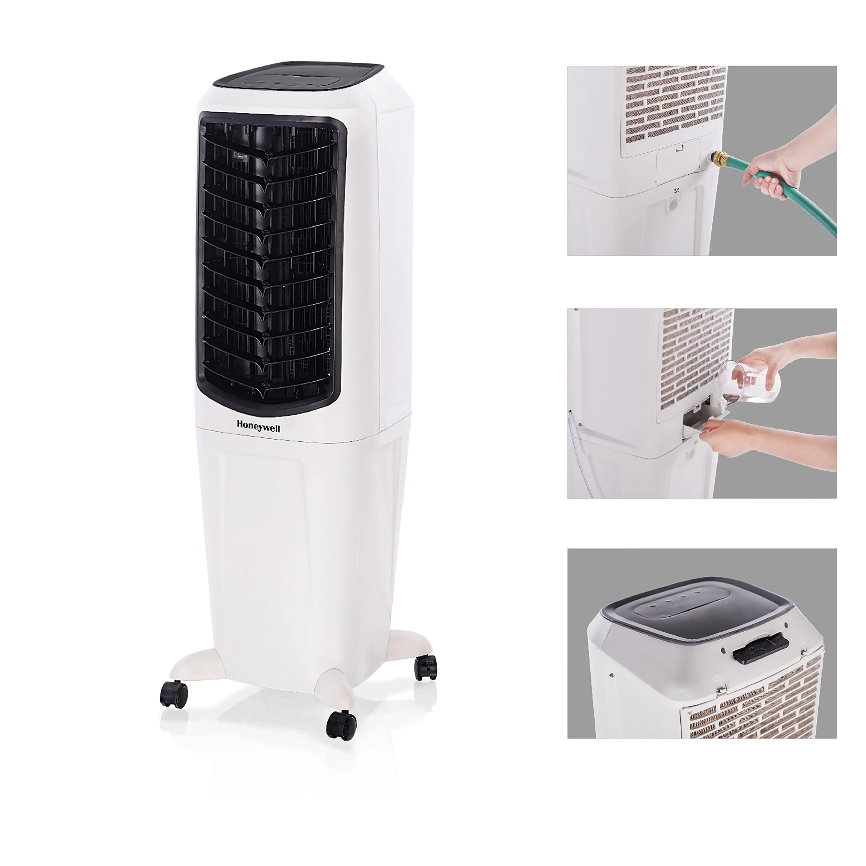 Honeywell Quiet, Low Energy, Compact Spot Fan & Humidifier, White Indoor Portable Evaporative Cooler