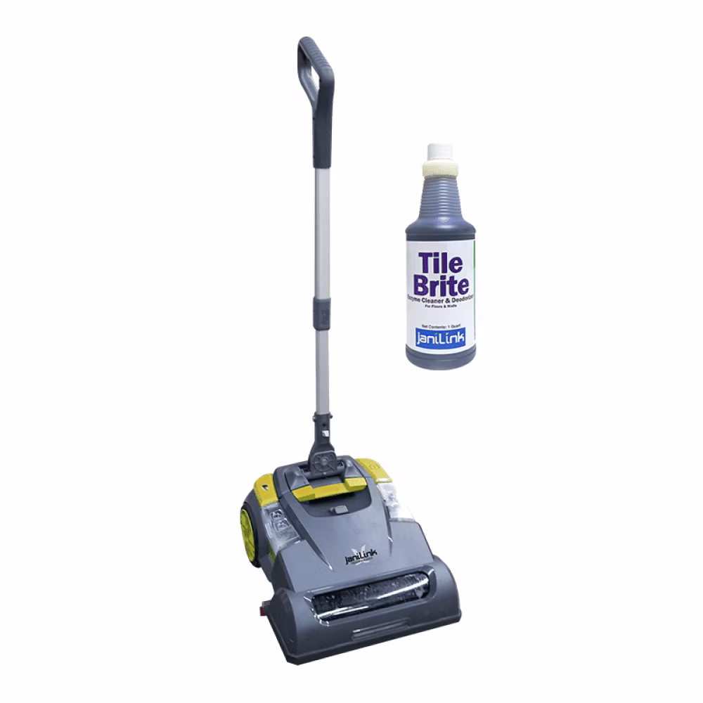 Janilink 14" Portable Cordless Upright Auto Scrubber with Cylindrical Brush and Battery