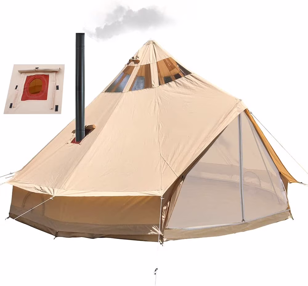 Unistrengh 4 Season 5M Stargazer Bell Tent PVC Skylight Glamping Party Yurts with Stove Hole Waterproof