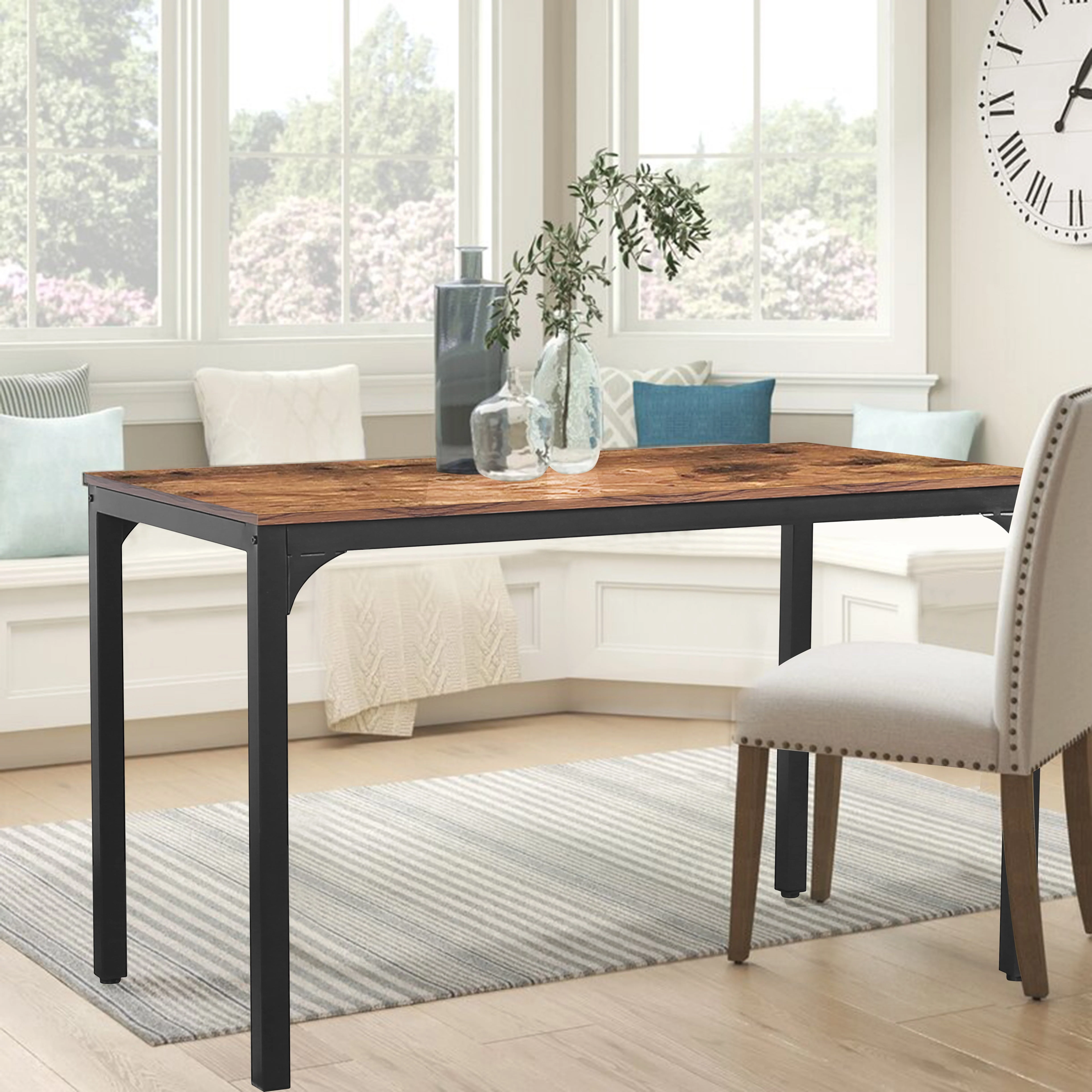 VEIKOUS 47'' Industrial Dining Table Desk w/Adjustable Footpad&Metal Frame for Kitchen,Dining Room